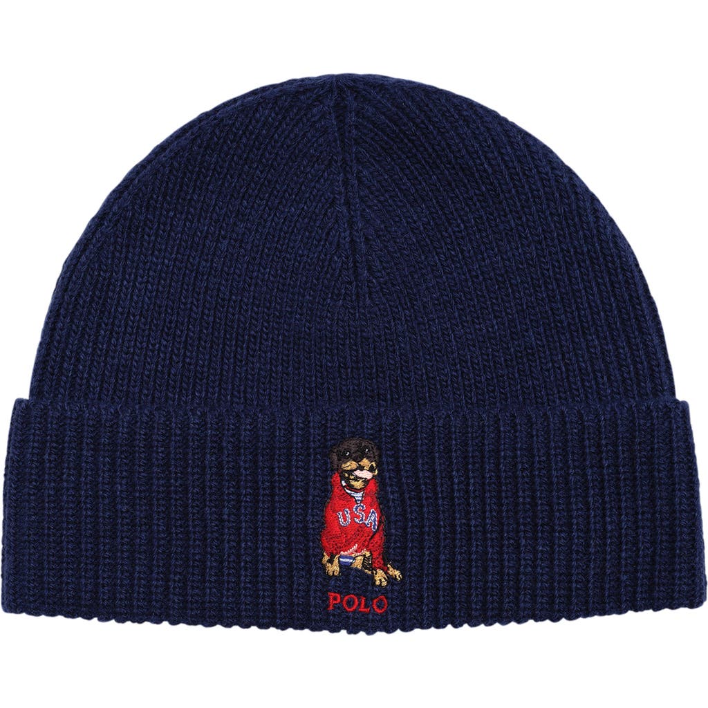 Polo Ralph Lauren Usa Dog Beanie In Blue