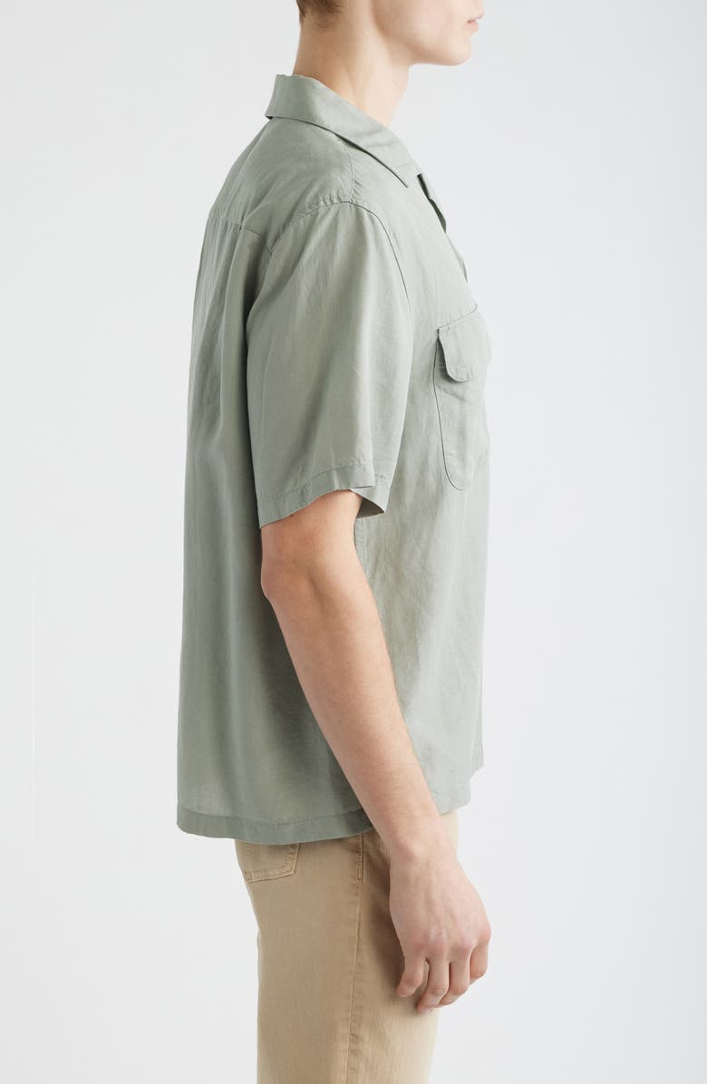 Madewell Short Sleeve Lyocell & Linen Button-Up Shirt, Alternate, color, Frosted Cement