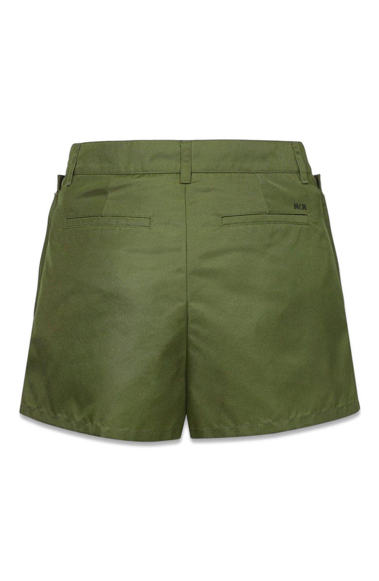MCM Skirt-Layered Shorts in ECONYL<sup>®</sup> and Monogram Print Leather, Alternate, color, Green