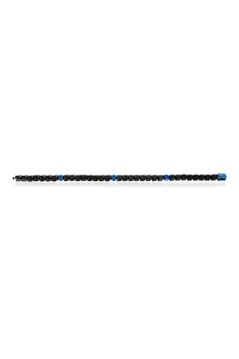 Stainless Steel Bead Bracelet, Alternate, color, BLACK/ BLUE