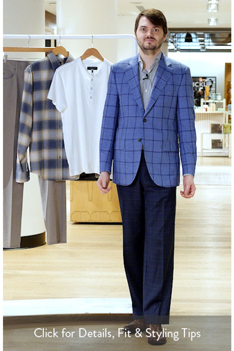 Flynn Classic Fit Blue Windowpane Check Wool Blend Sport Coat video
