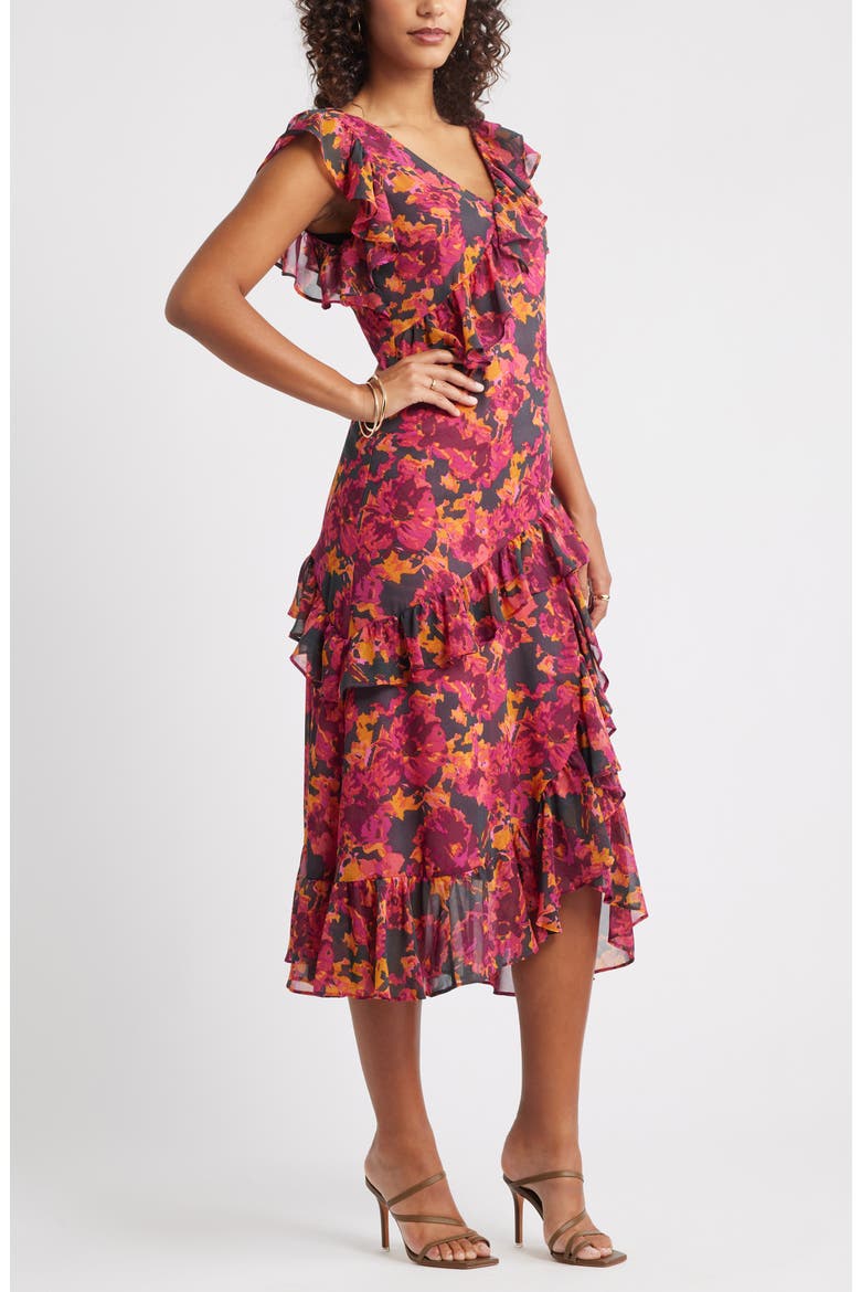 chelsea28 tiered chiffon dress Ruffle Tiered Chiffon Midi Dress (Women)