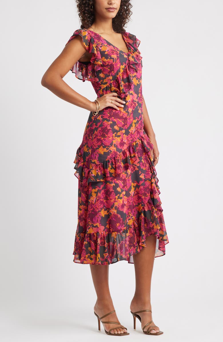 Chelsea28 Ruffle Tiered Chiffon Midi Dress, Alternate, color, Miranda Floral