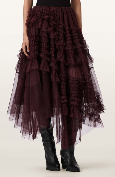 Jen Asymmetric Hem Tulle Skirt