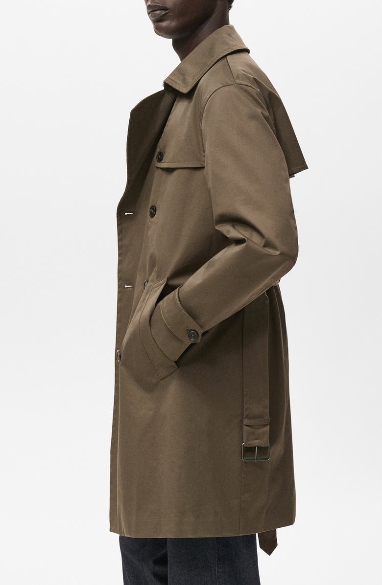 MANGO Water Repellent Trench Coat, Alternate, color, Olive Green