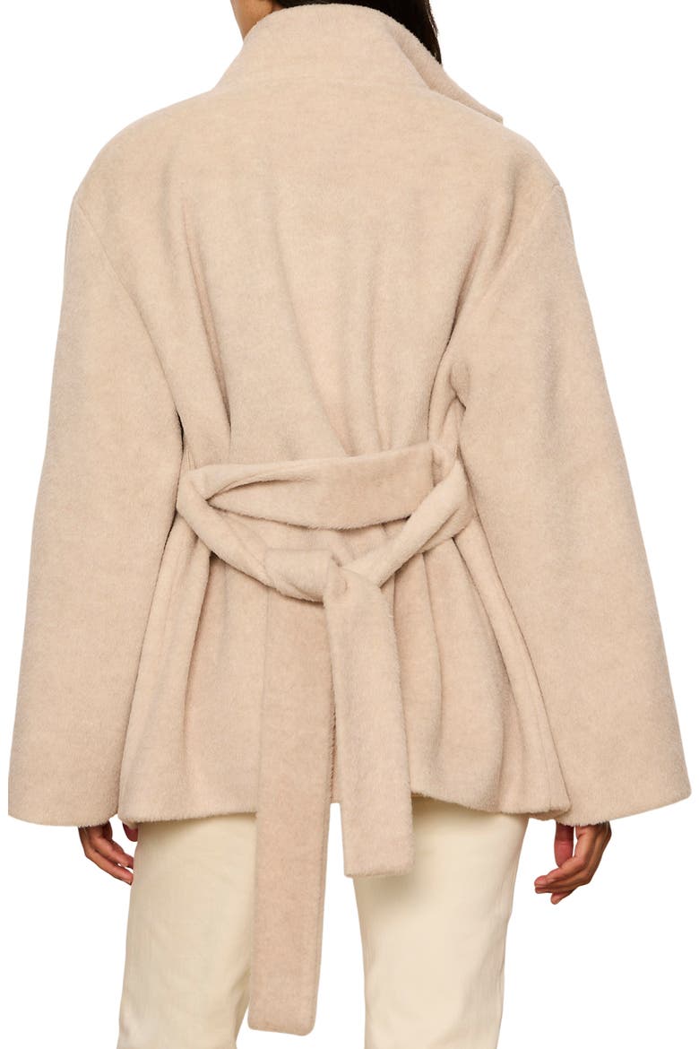 Belted Brushed Coat, Alternate, color, BONE
