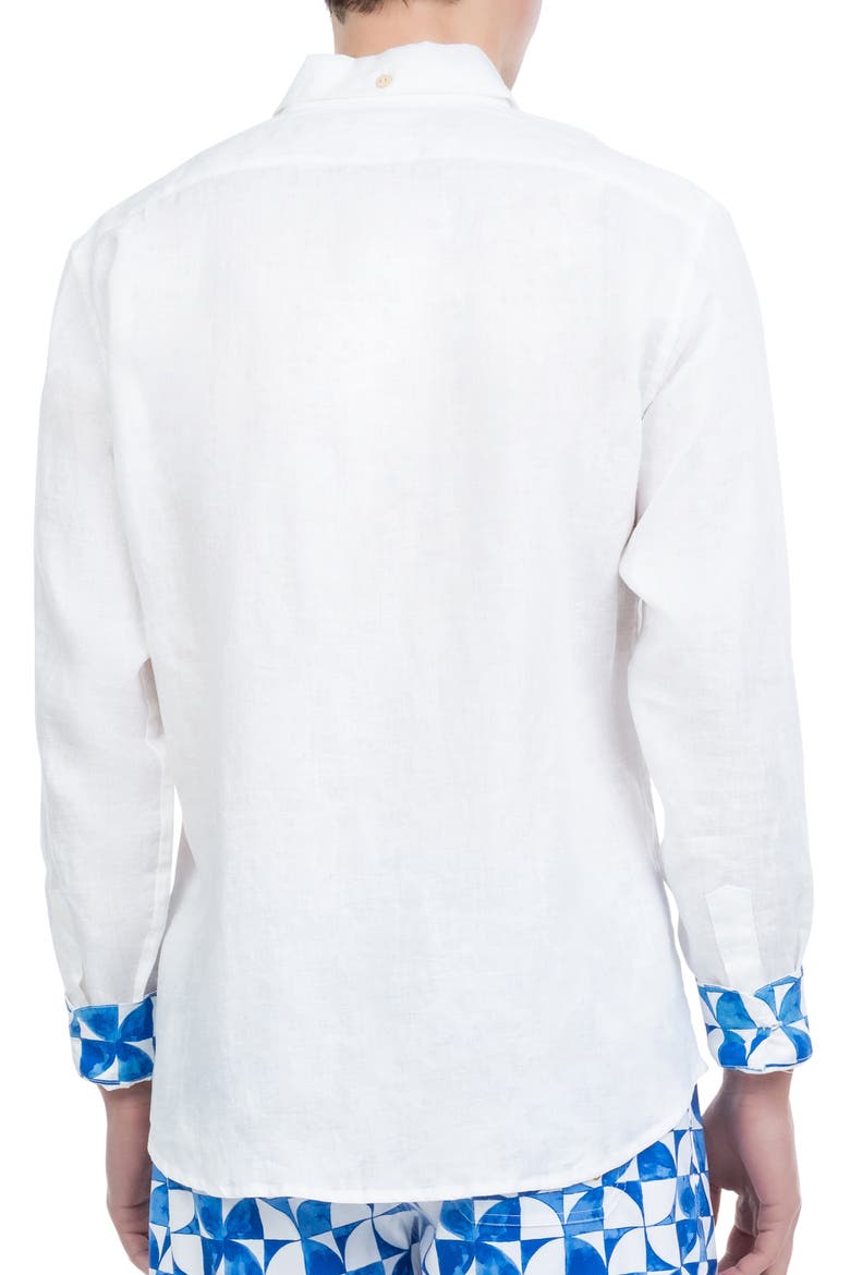 The Greece - Long Sleeve Linen Shirt, Main, color, White