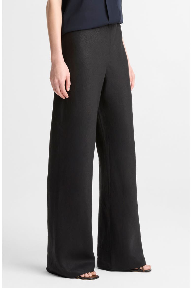 Colette Wide Leg Linen Pants, Alternate, color, BLACK