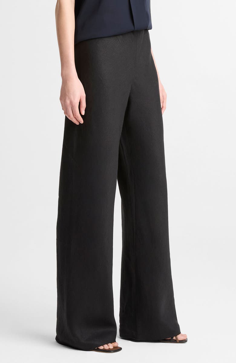 Vince Colette Wide Leg Linen Pants, Alternate, color, Black