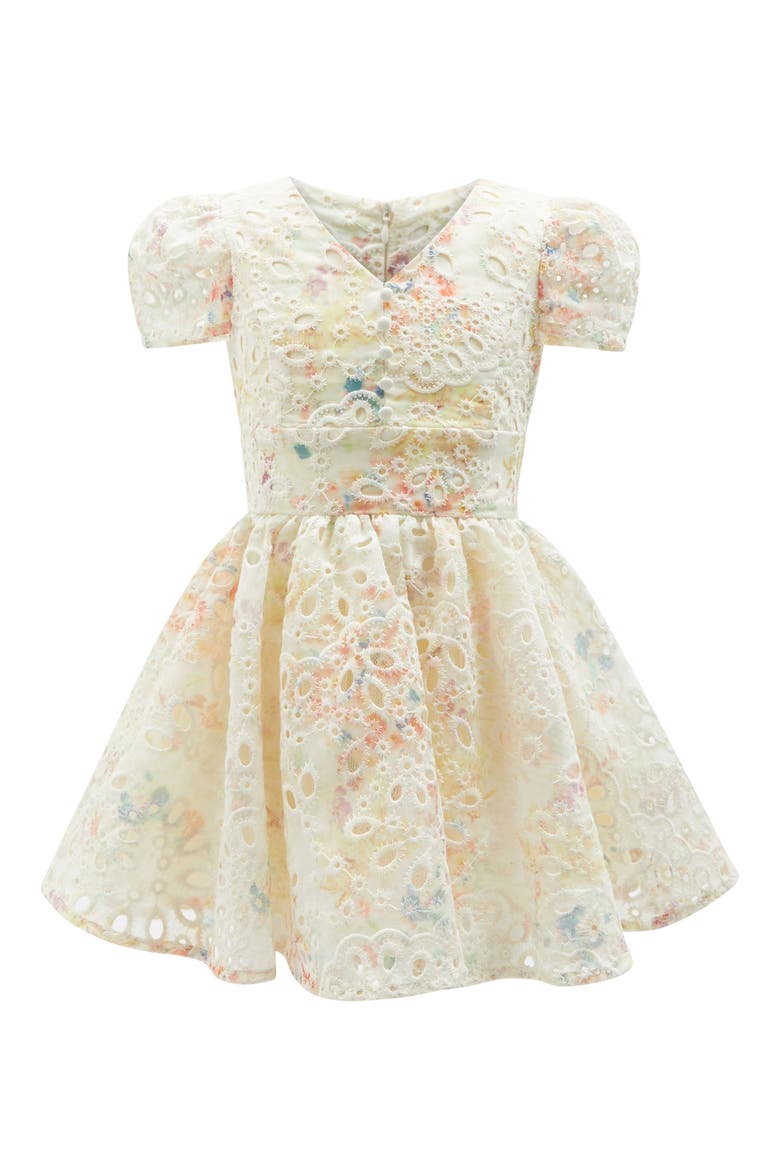 Kids' Sirena Eyelet Fit & Flare Dress, Main, color, YELLOW FLOWER