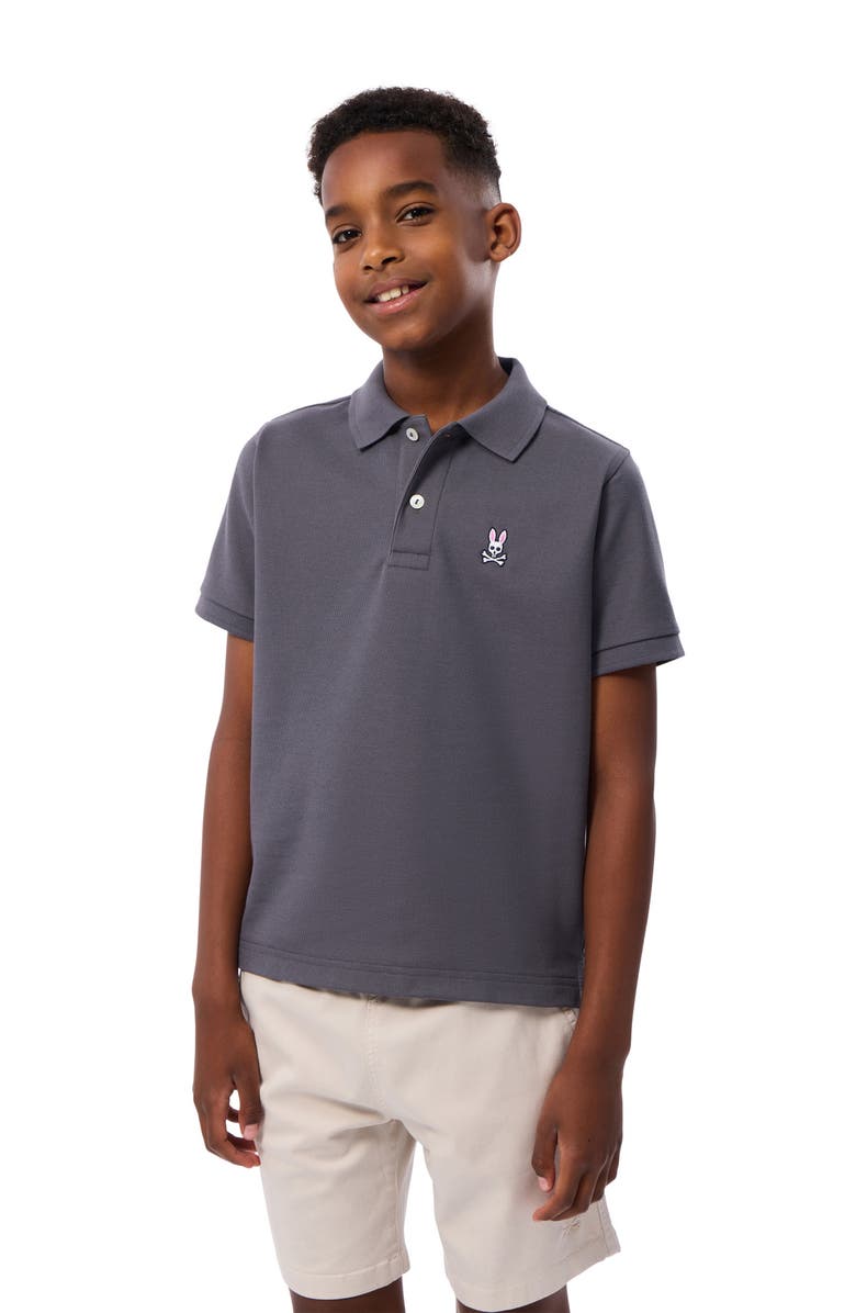 Psycho Bunny Kids' Classic Piqué Knit Polo, Alternate, color, Blackened Pearl