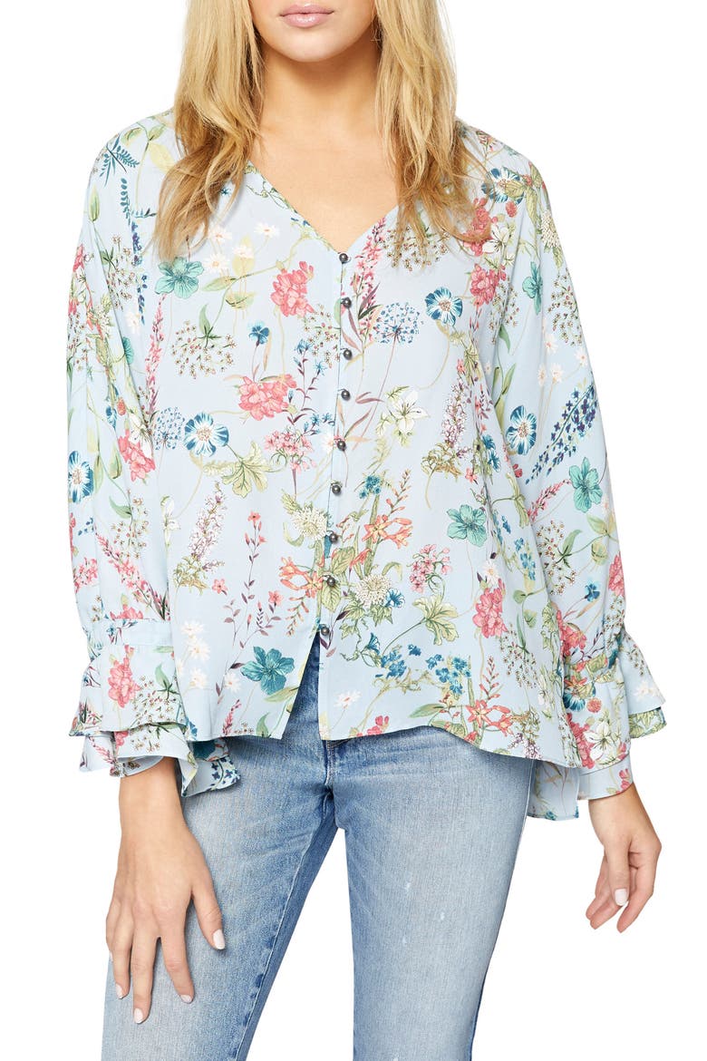 Posey Floral Blouse, Main, color, BLUEBELL