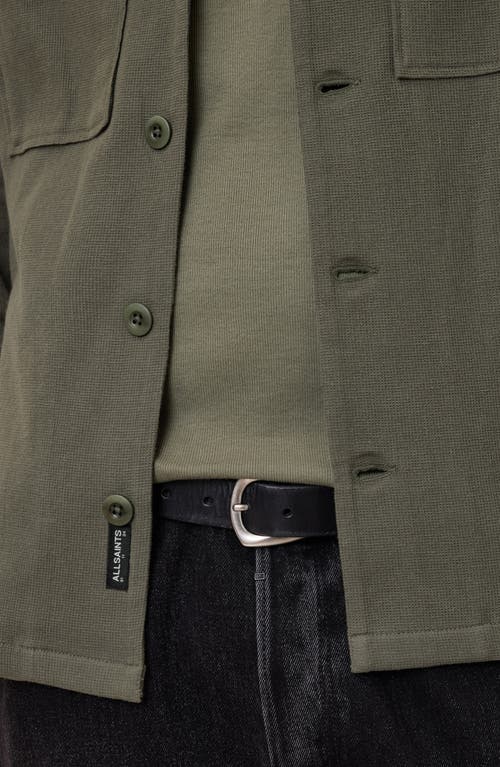Allsaints Viscar Relaxed Fit Button Front Shirt In Khaki Green