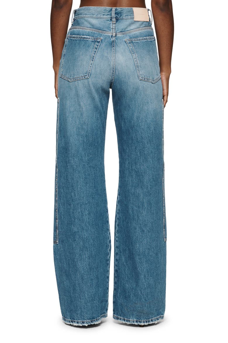 Bling Wide Leg Carpenter Jeans, Alternate, color, MID INDIGO