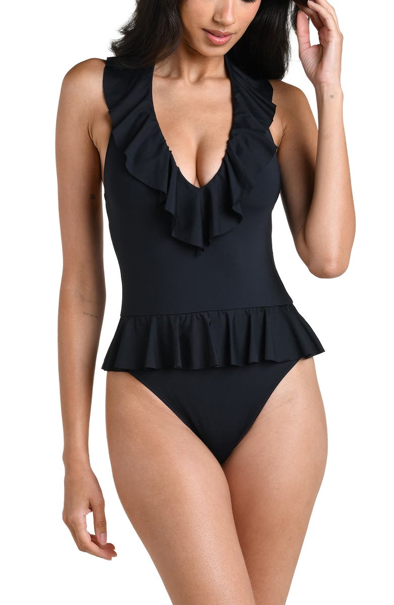 La Blanca Island Goddess Halter One-Piece Swimsuit, Alternate, color, 