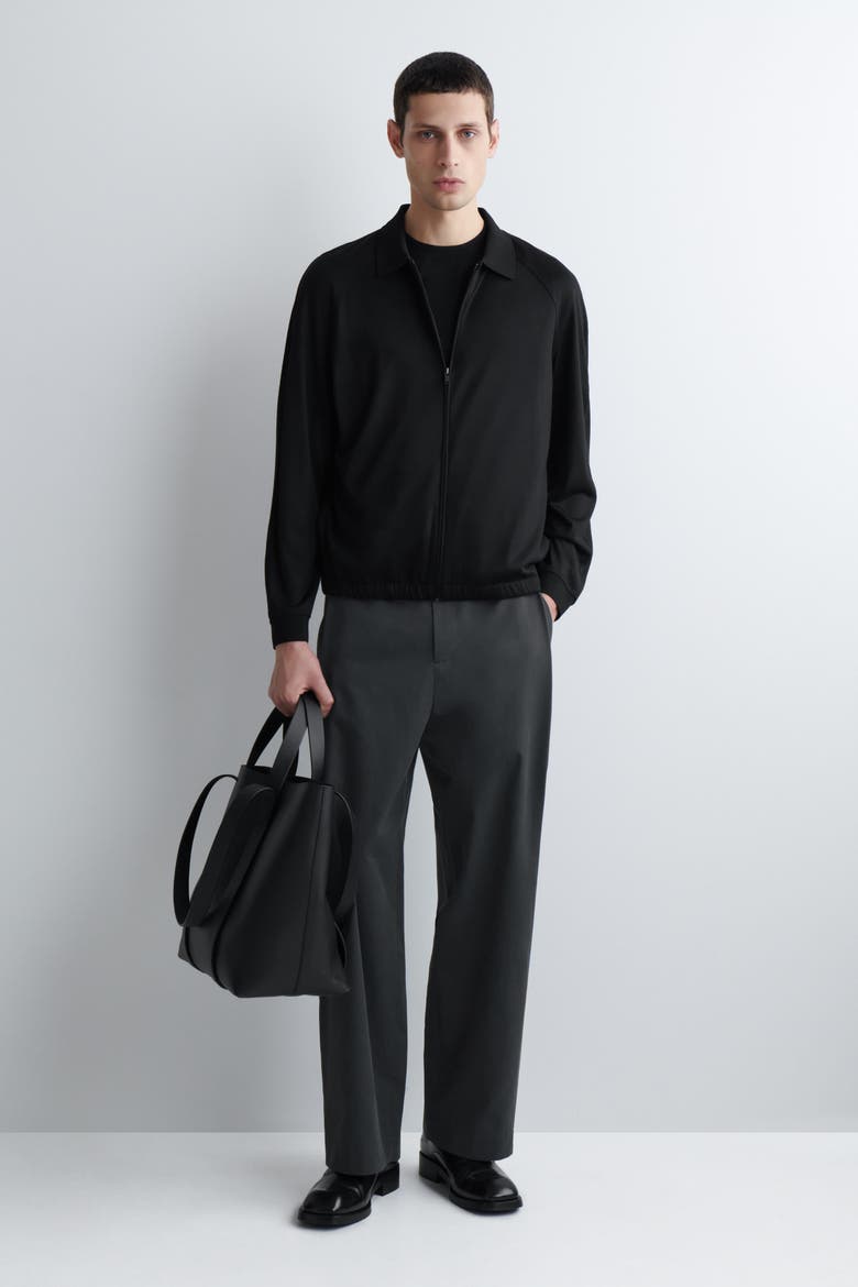 Wool-Jersey Bomber Jacket, Main, color, BLACK