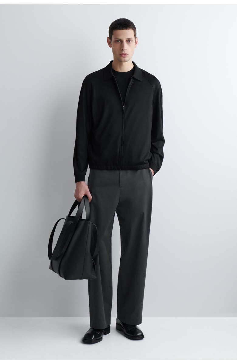 COS Wool-Jersey Bomber Jacket, Main, color, Black