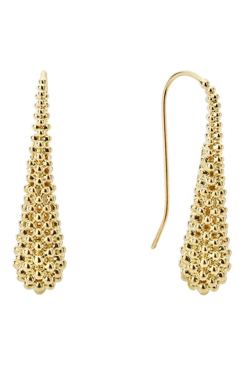 Caviar Gold Teardrop Earrings, Main, color, GOLD