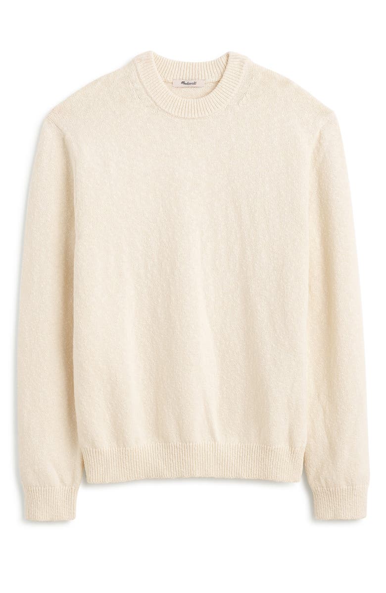 Madewell Textured Cotton Crewneck Sweater, Alternate, color, Bright Ivory