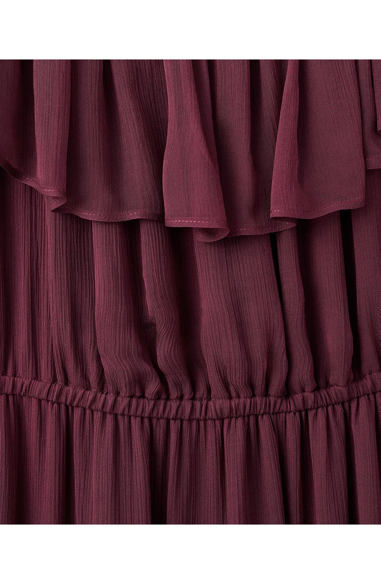MANGO Ruffle Off the Shoulder Long Sleeve Maxi Dress, Alternate, color, Burgundy