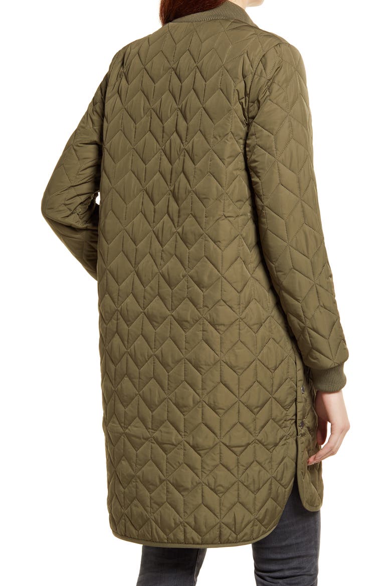 Isle Jacobsen Long Quilted Jacket, Alternate, color, ARMY