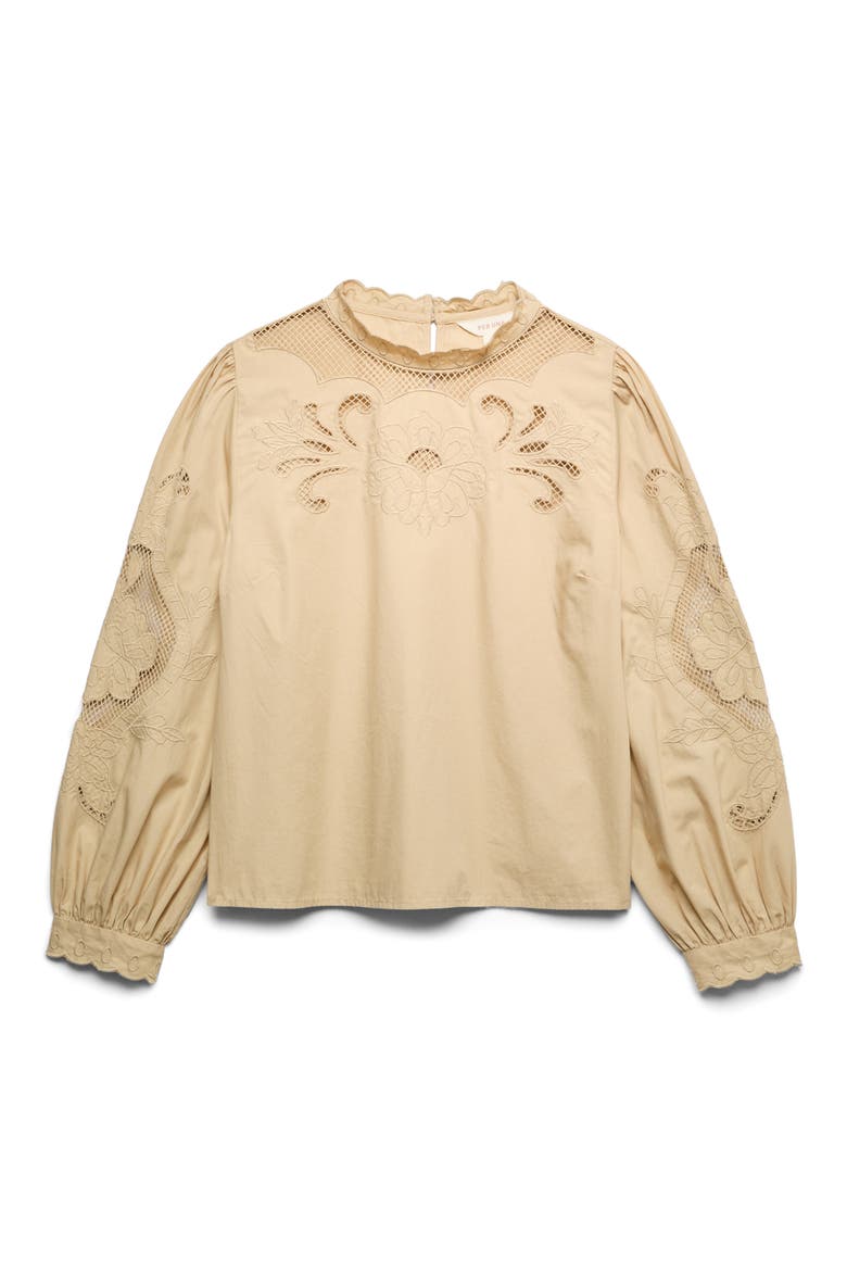 Cutwork Blouse, Alternate, color, SANDSTONE BROWN
