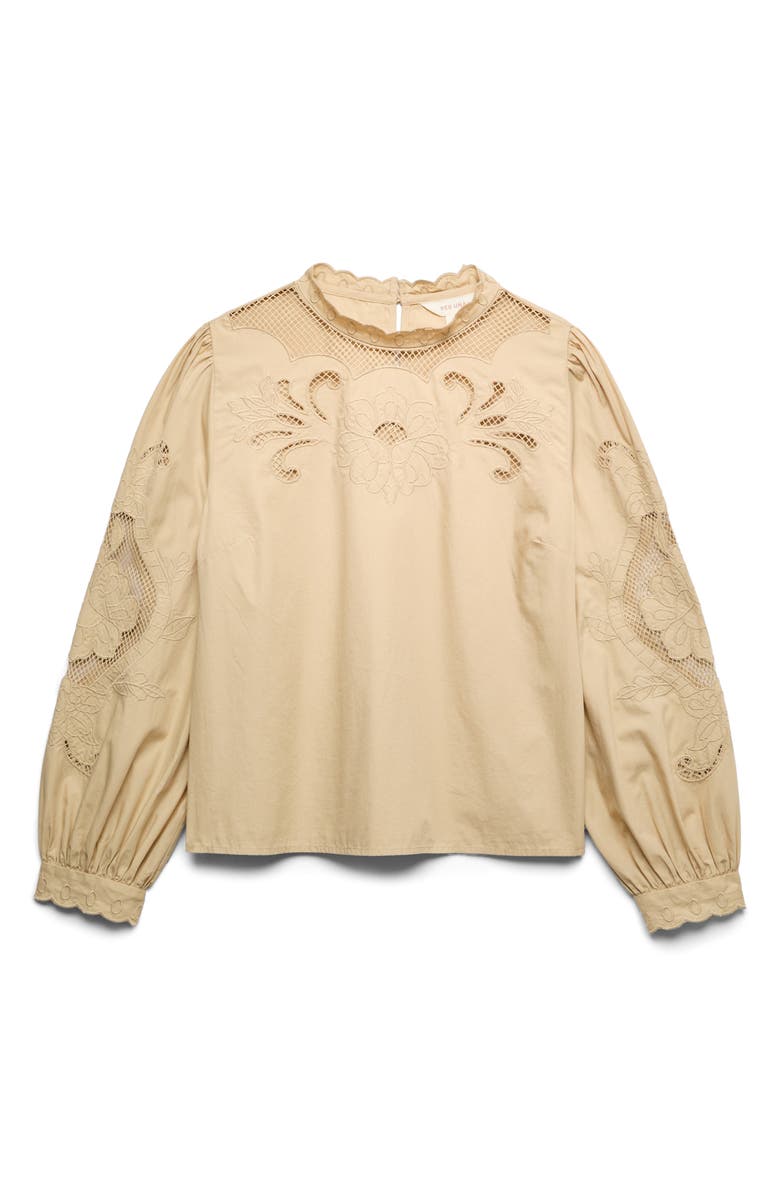 PER UNA BY M&S Cutwork Blouse, Main, color, Sandstone Brown