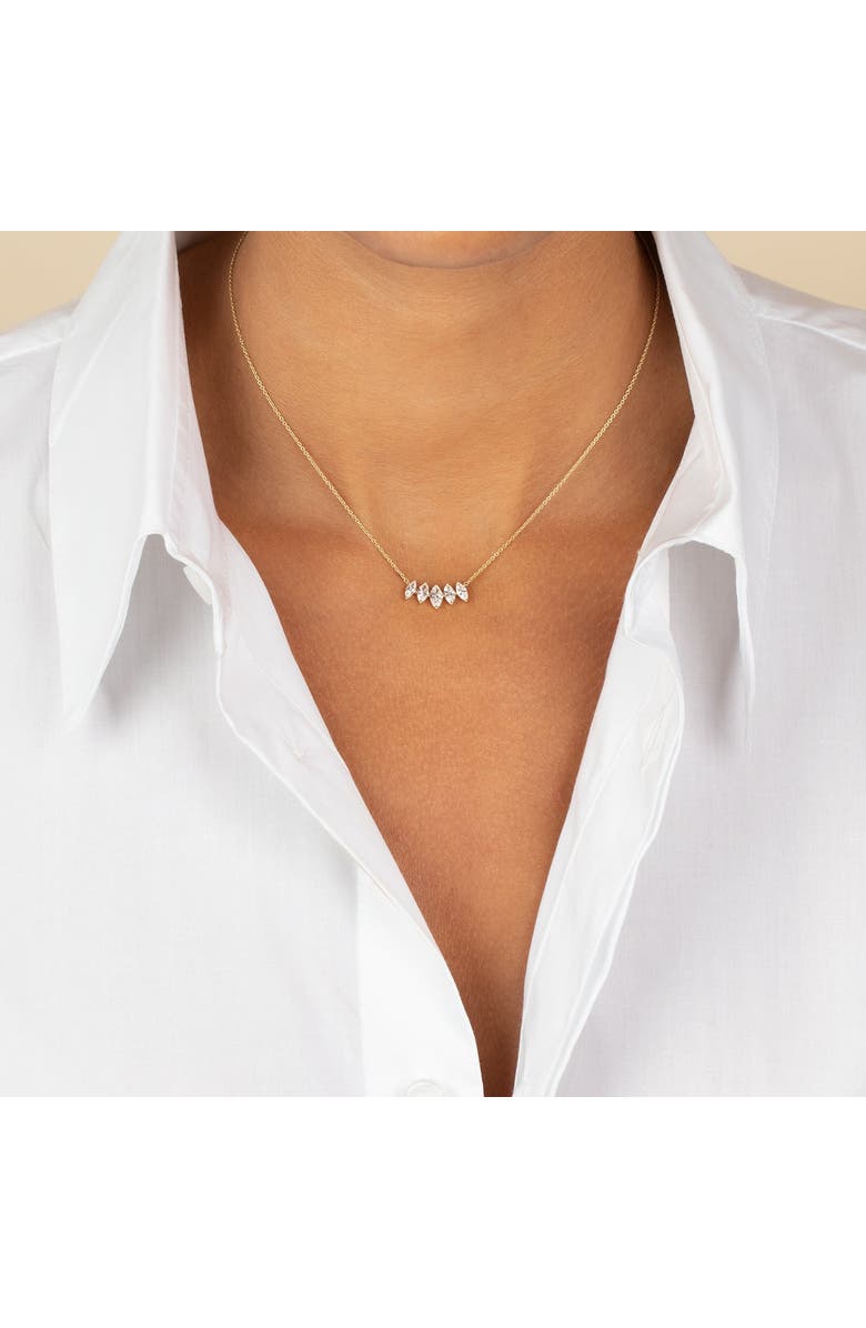 BY ADINA EDEN Lab Grown Diamond Marquise Cut Curved Bar Necklace 14K, Alternate, color, 