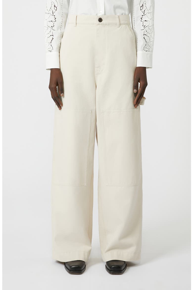 Caronte Wide Leg Cotton Twill Carpenter Pants, Main, color, IVORY