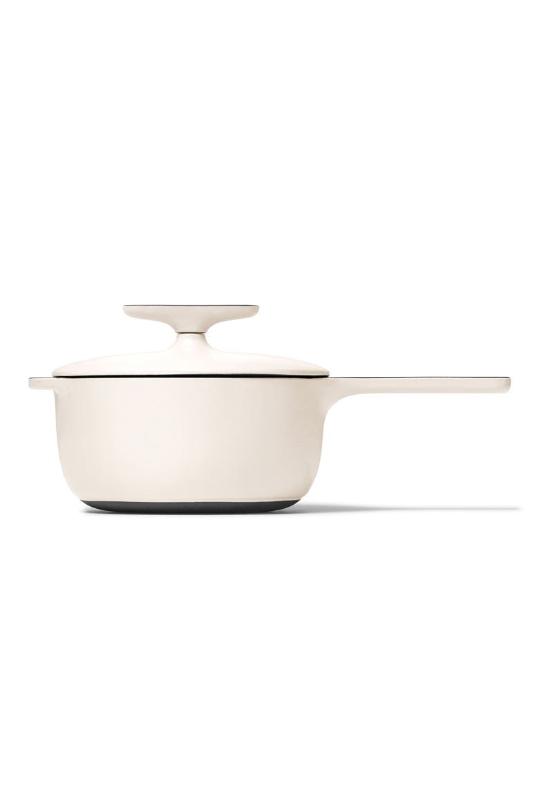 Enameled Cast Iron 1.8-Quart Mini Sauce Pan with Lid, Alternate, color, CREAM