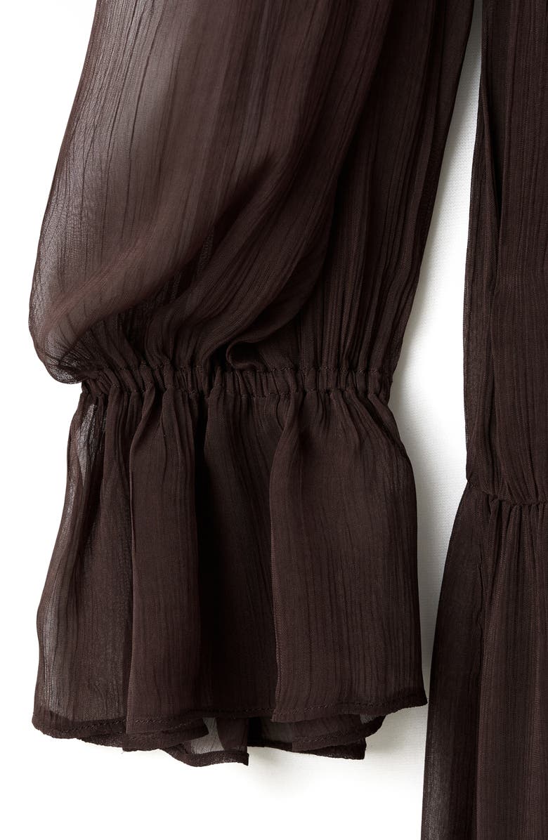 MANGO Long Sleeve Tiered Dress, Alternate, color, Chocolate