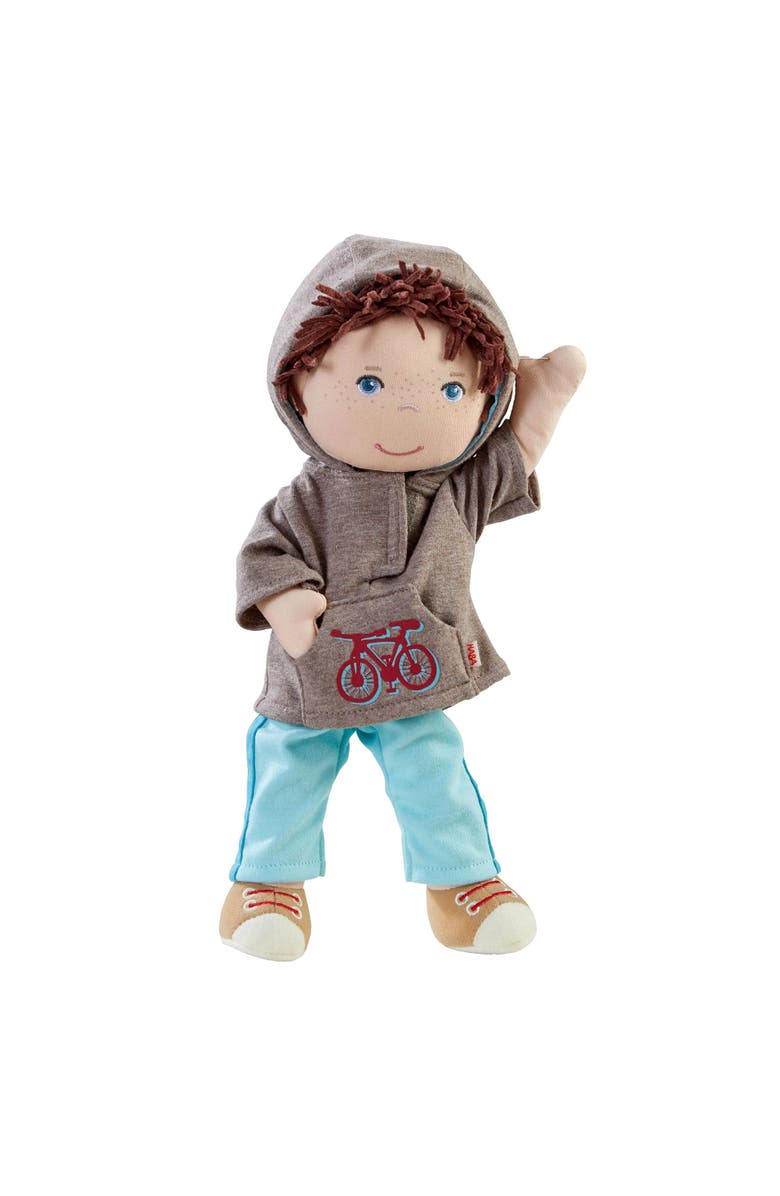 HABA Lian 12" Soft Doll - Baby Boy Doll with Brown Hair and Blue Eyes, Perfect Plush Toy for 18 Months & Up with Embroidered Face, Alternate, color, Beige Multi