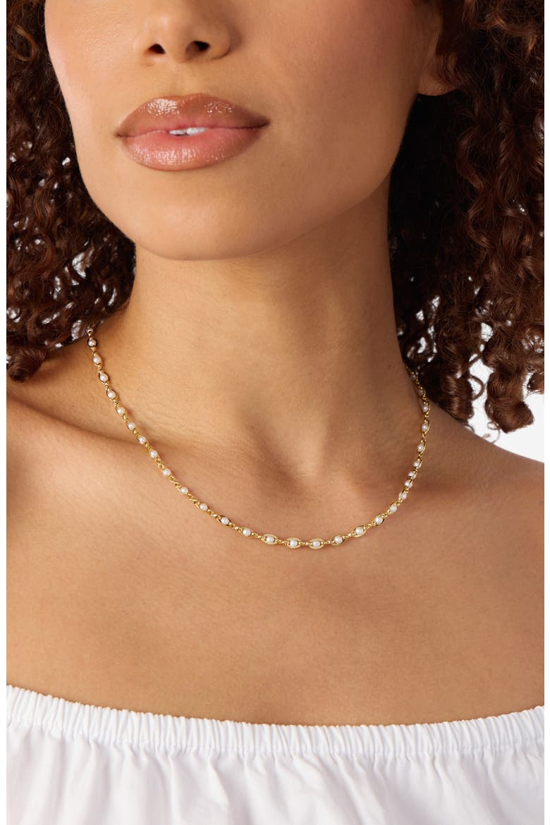 Faux Pearl Chain Necklace, Alternate, color, GOLD