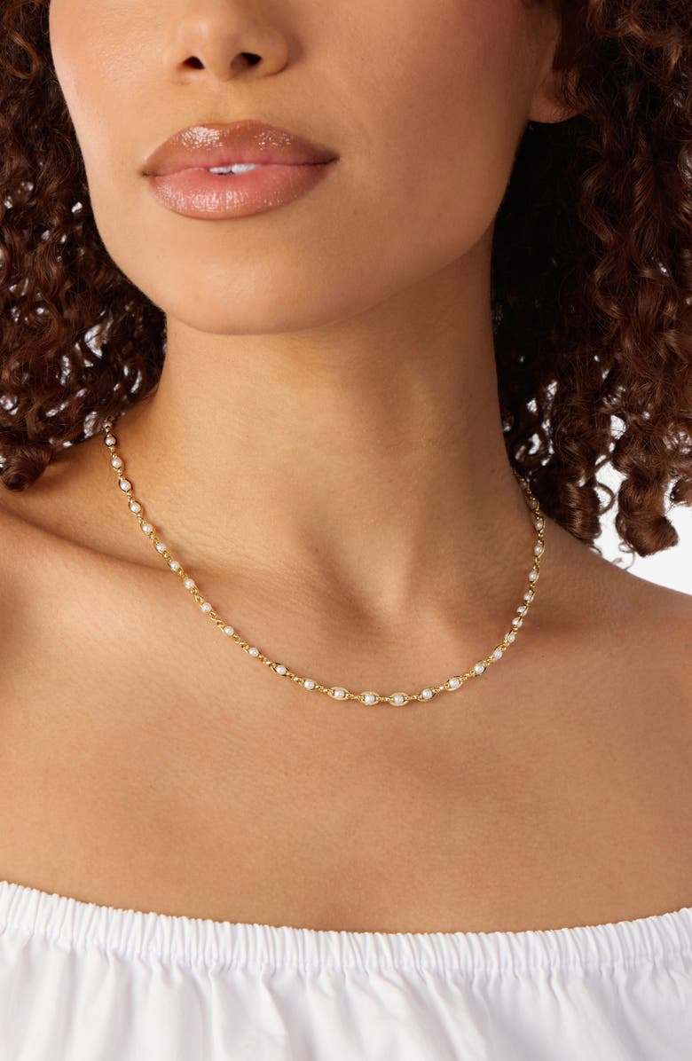 ATHRA LUXE Faux Pearl Chain Necklace, Alternate, color, Gold
