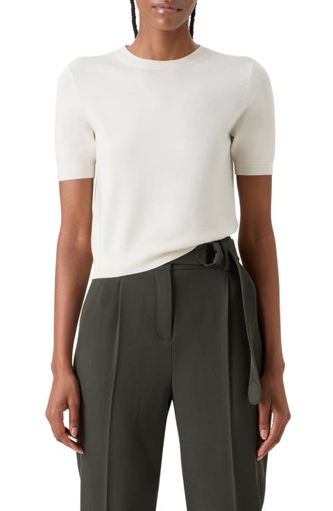 Relaxed Fit Short Sleeve Virgin Merino Wool Sweater