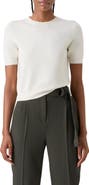 Akris punto Relaxed Fit Short Sleeve Virgin Merino Wool Sweater