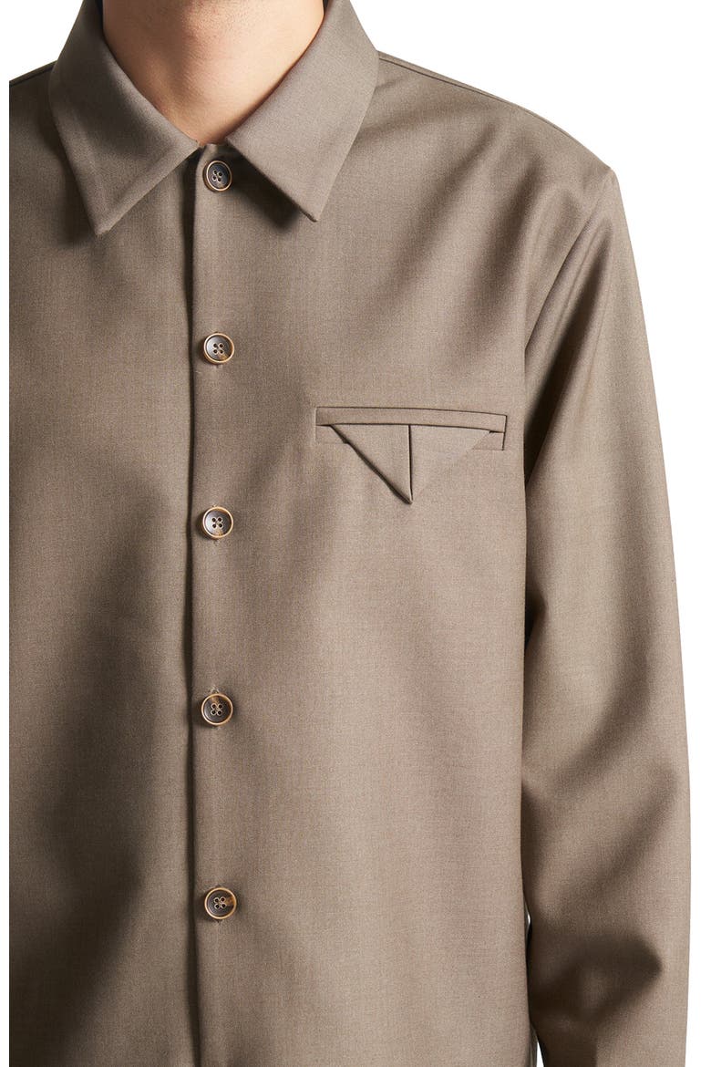 Leo Hatched Tailored Long Sleeve Overshirt, Alternate, color, Khaki