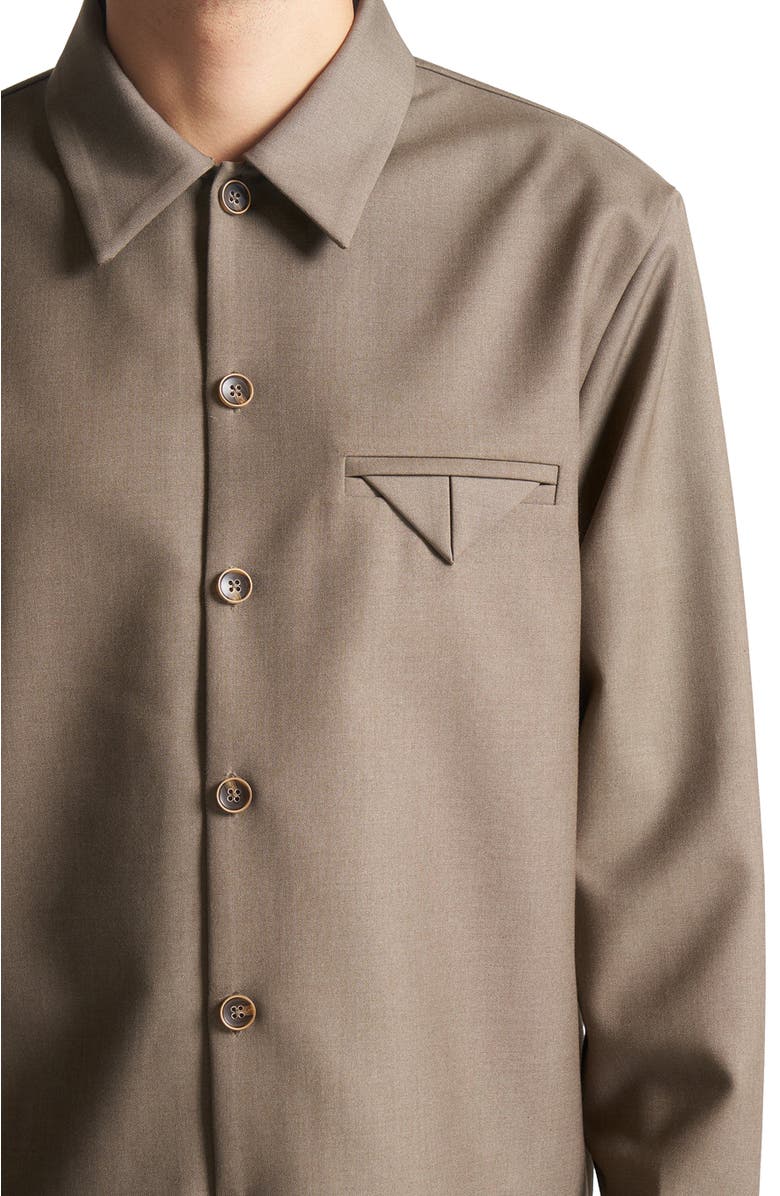 Manière De Voir Leo Hatched Tailored Long Sleeve Overshirt, Alternate, color, Khaki