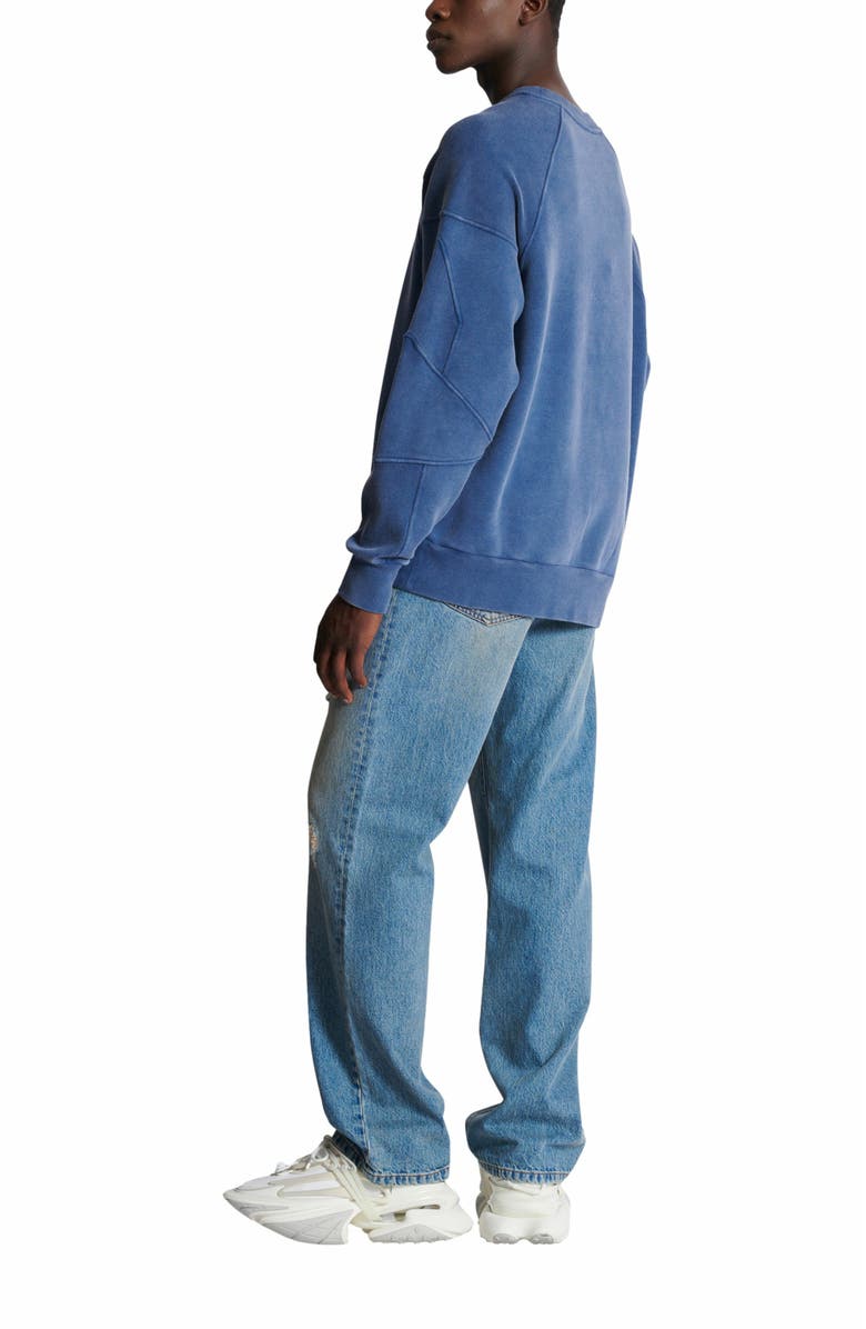 Balmain Ribbed Sweatshirt With "Coin" Embroidery, Alternate, color, Navy