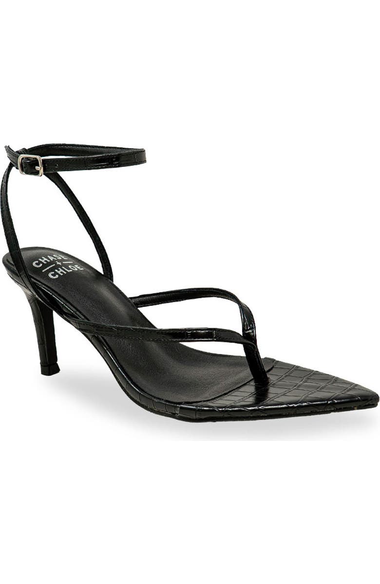 CHASE AND CHLOE Strappy Post Toe Sandal, Main, color, Black Croc