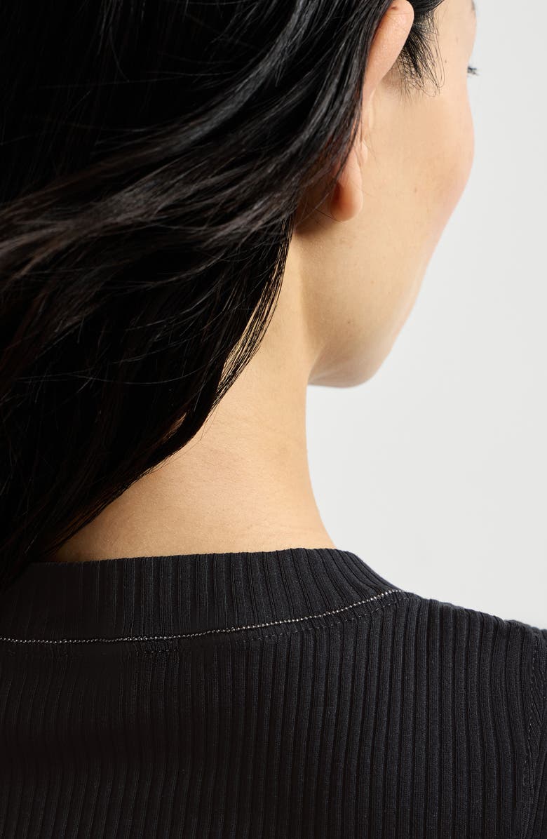 Brunello Cucinelli Ribbed jersey top, Alternate, color, Black