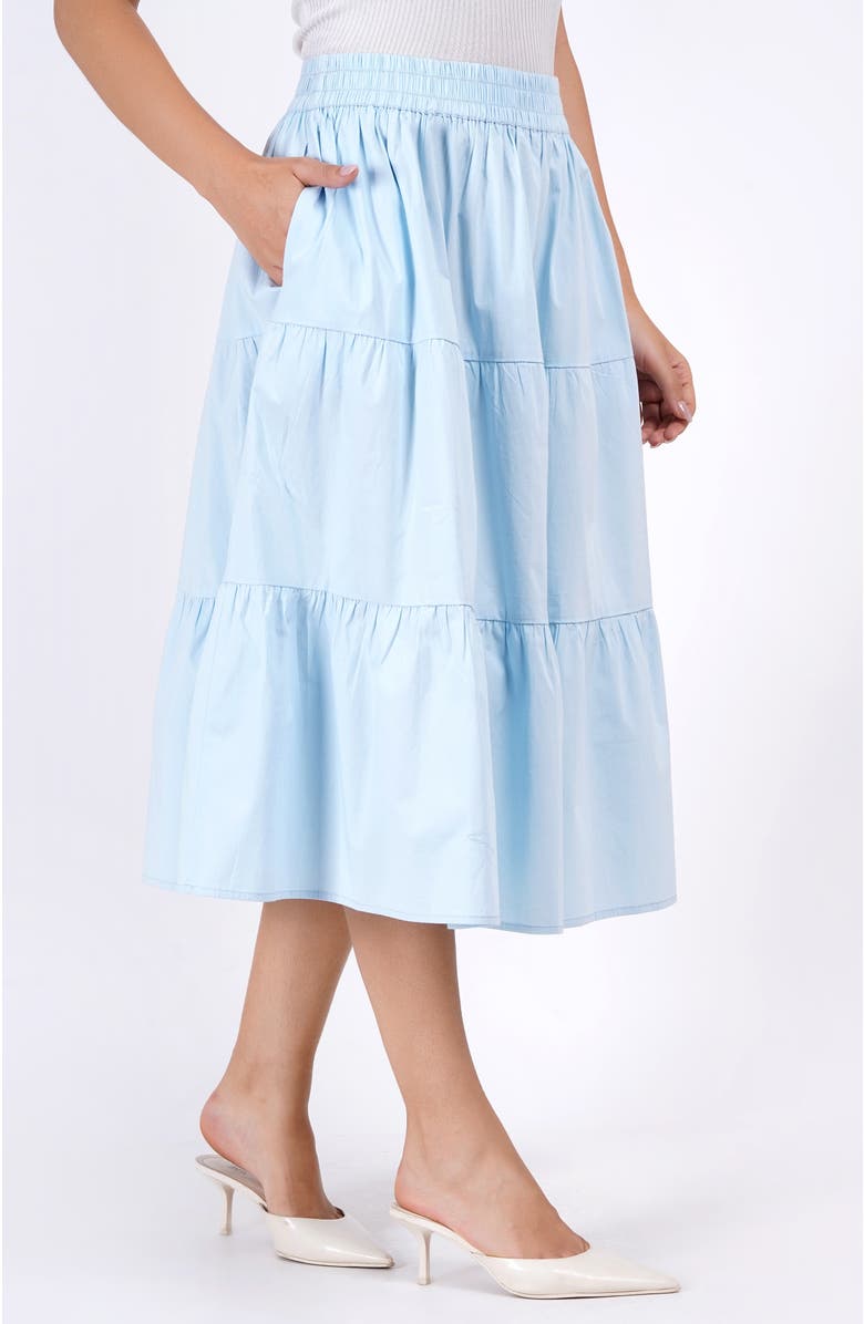 Leota Evelyn Tiered Midi Skirt, Alternate, color, Wispy Blue