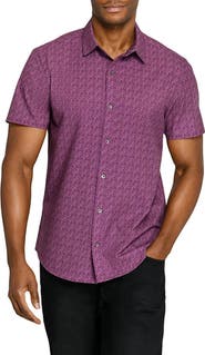 W.R.K Abstract Blur Performance Short Sleeve Button Up Shirt