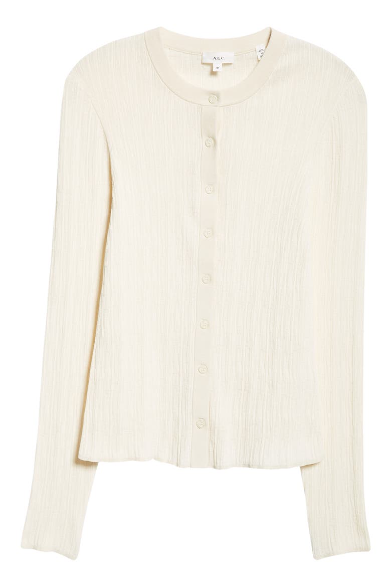 Fisher Rib Cotton Blend Cardigan, Alternate, color, WHITE