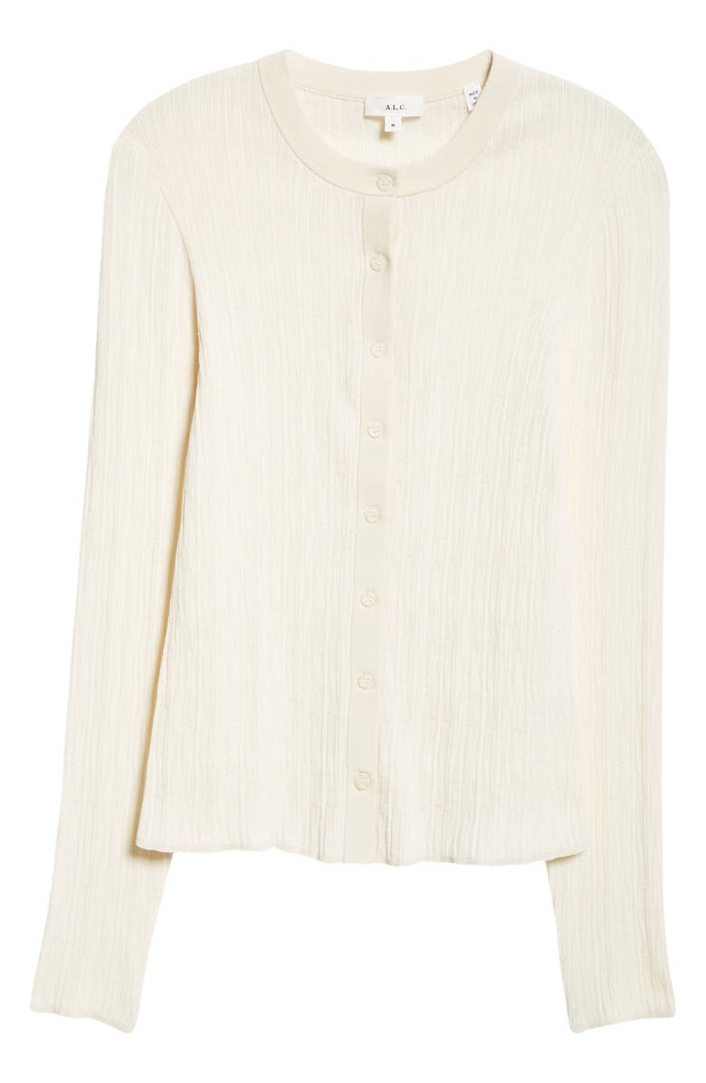 A.L.C. Fisher Rib Cotton Blend Cardigan, Alternate, color, White