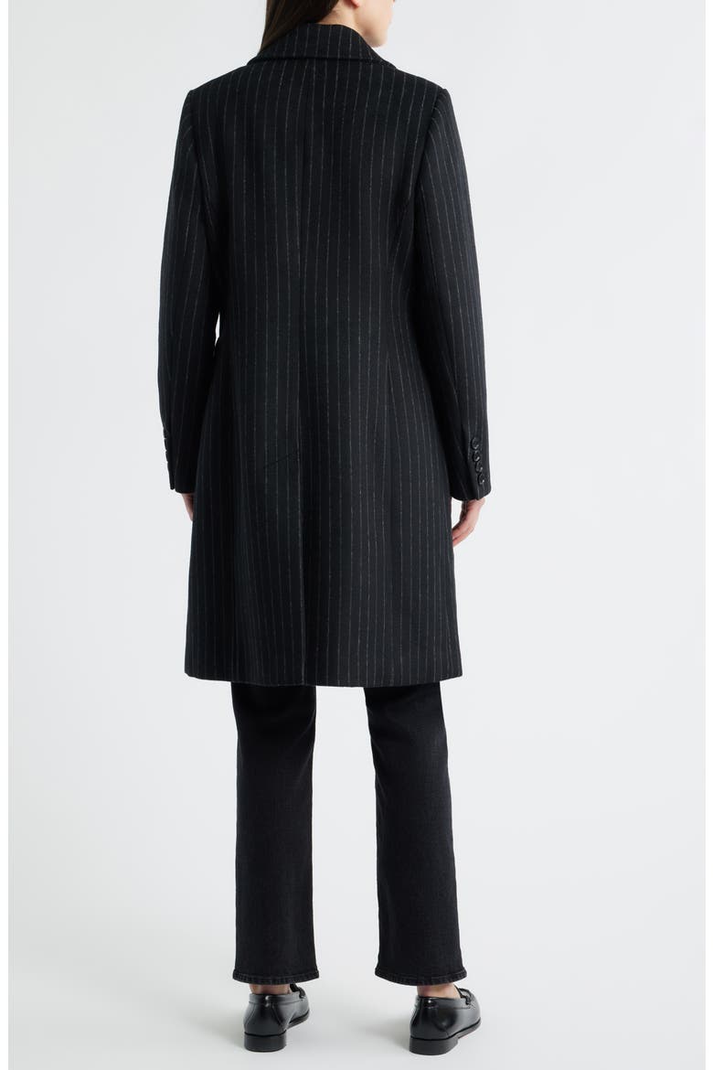 Heritage Pinstripe Double Breasted Coat, Alternate, color, BLACK PINSTRIPE
