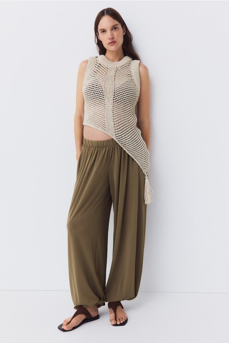 Mama Pull-on Balloon Trousers, Main, color, Khaki green