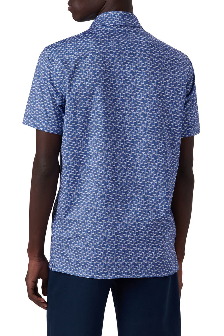 OoohCotton® Floral Print Short Sleeve Button-Up Shirt, Alternate, color, CLASSIC BLUE