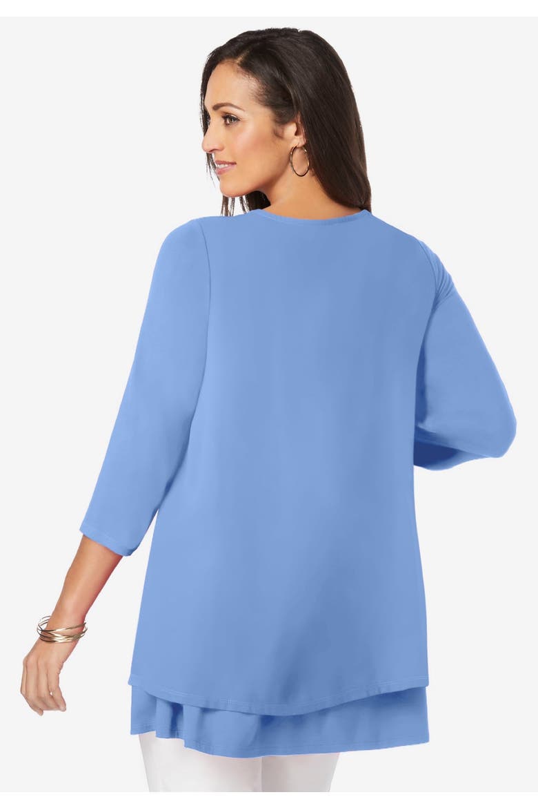 Double-Layer High-Low Tunic, Alternate, color, FRENCH BLUE