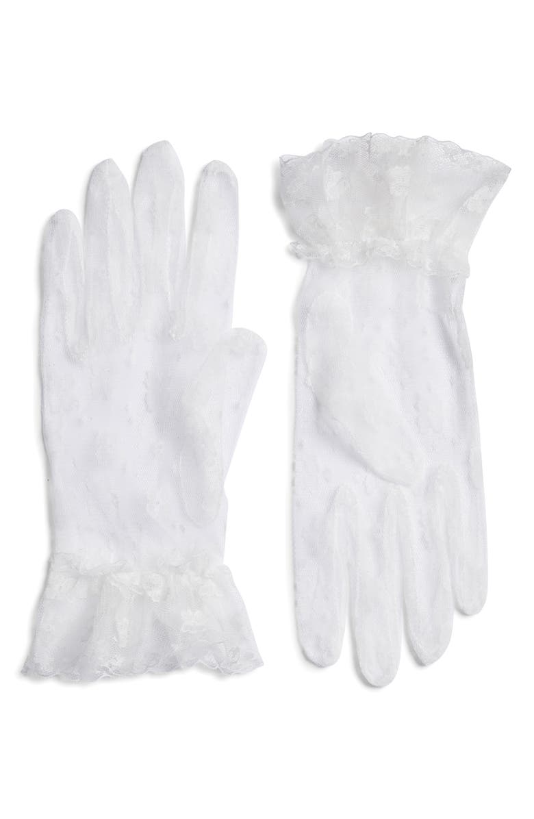 HIGH HEEL JUNGLE Emily Floral Lace Gloves, Main, color, White